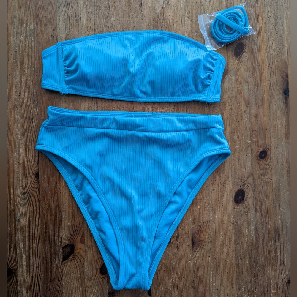 Xhilaration Teal Blue Two Piece Strapless Bikini Set NWOT
